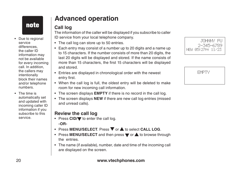 Advanced operation | VTech LS6113-WT User Manual | Page 23 / 50
