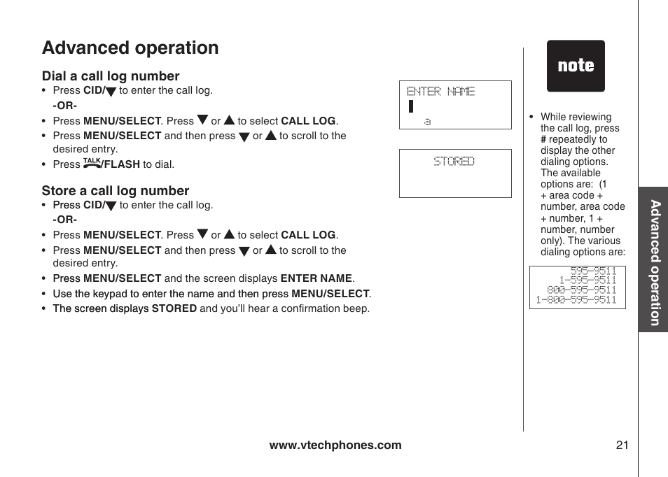 Advanced operation | VTech LS6113-WT User Manual | Page 24 / 50