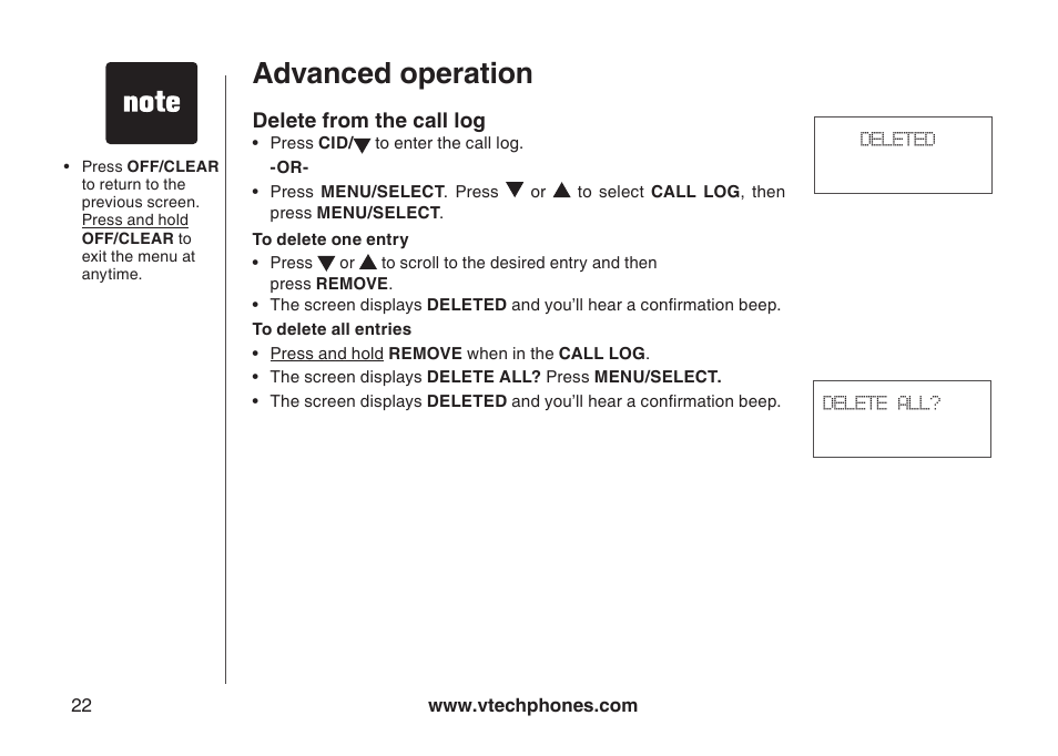 Advanced operation | VTech LS6113-WT User Manual | Page 25 / 50