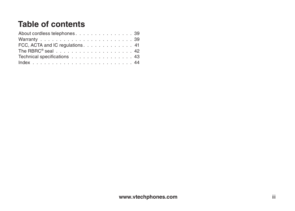 VTech LS6113-WT User Manual | Page 3 / 50