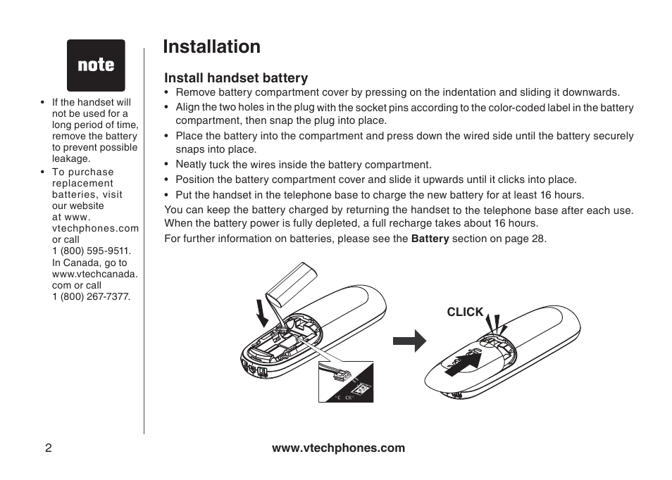 Installation | VTech LS6113-WT User Manual | Page 5 / 50