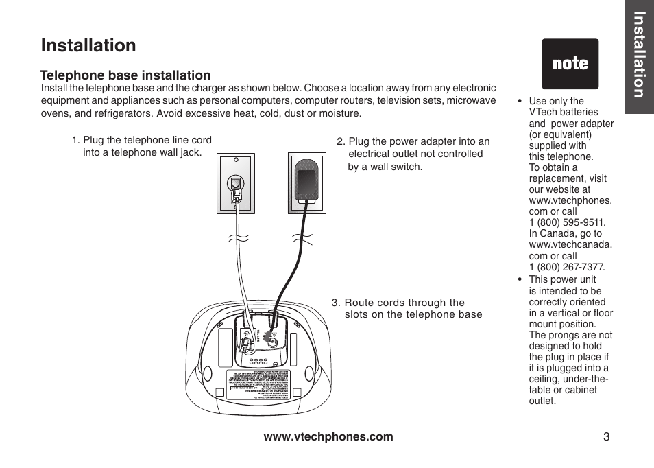 Installation | VTech LS6113-WT User Manual | Page 6 / 50