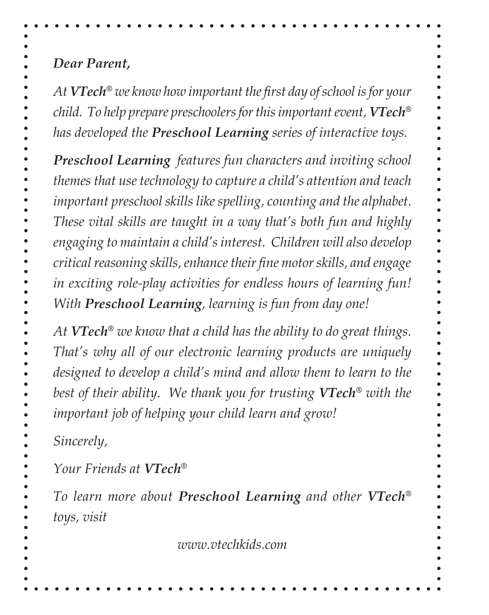 VTech Letter Engine User Manual | Page 2 / 9