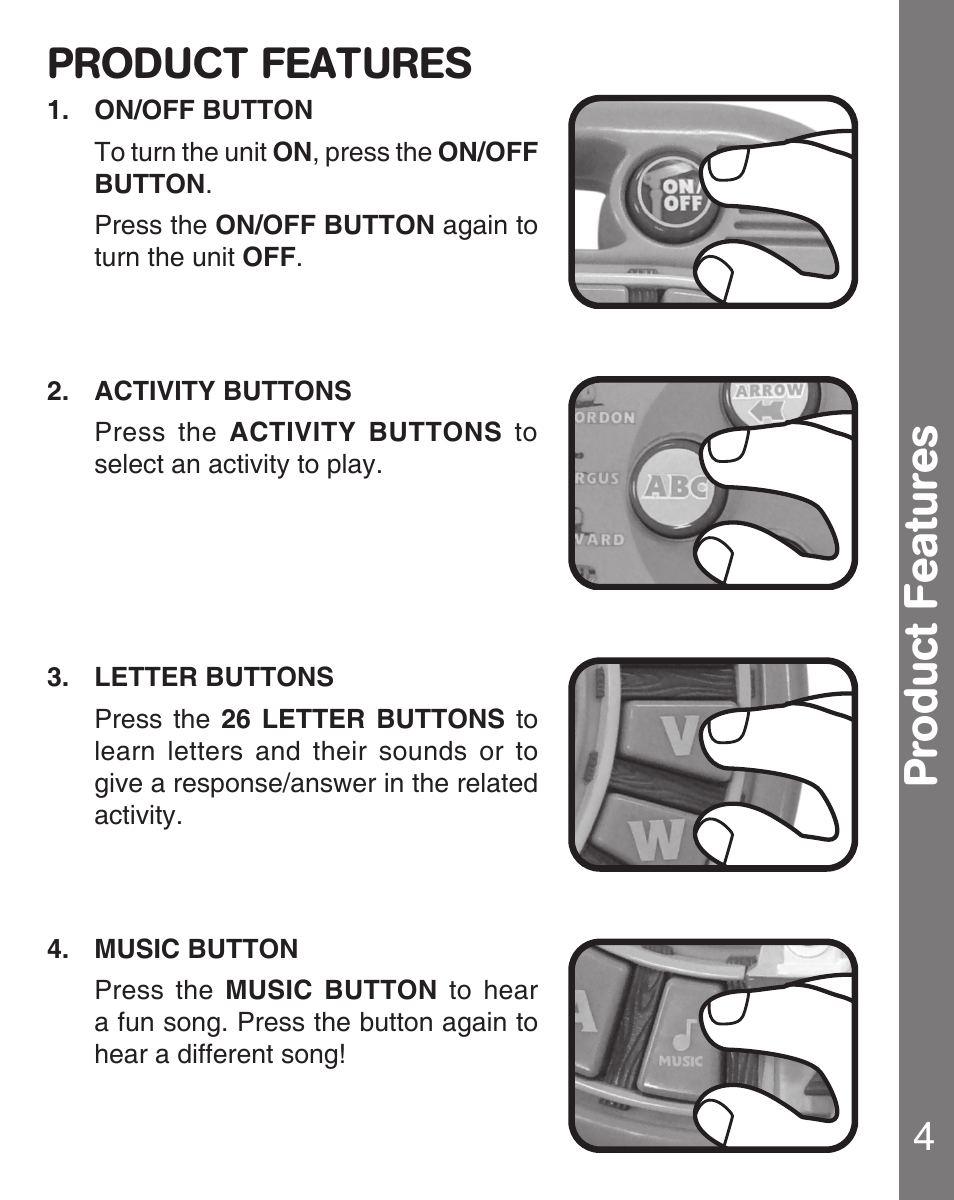 Product features | VTech Letter Engine User Manual | Page 5 / 9