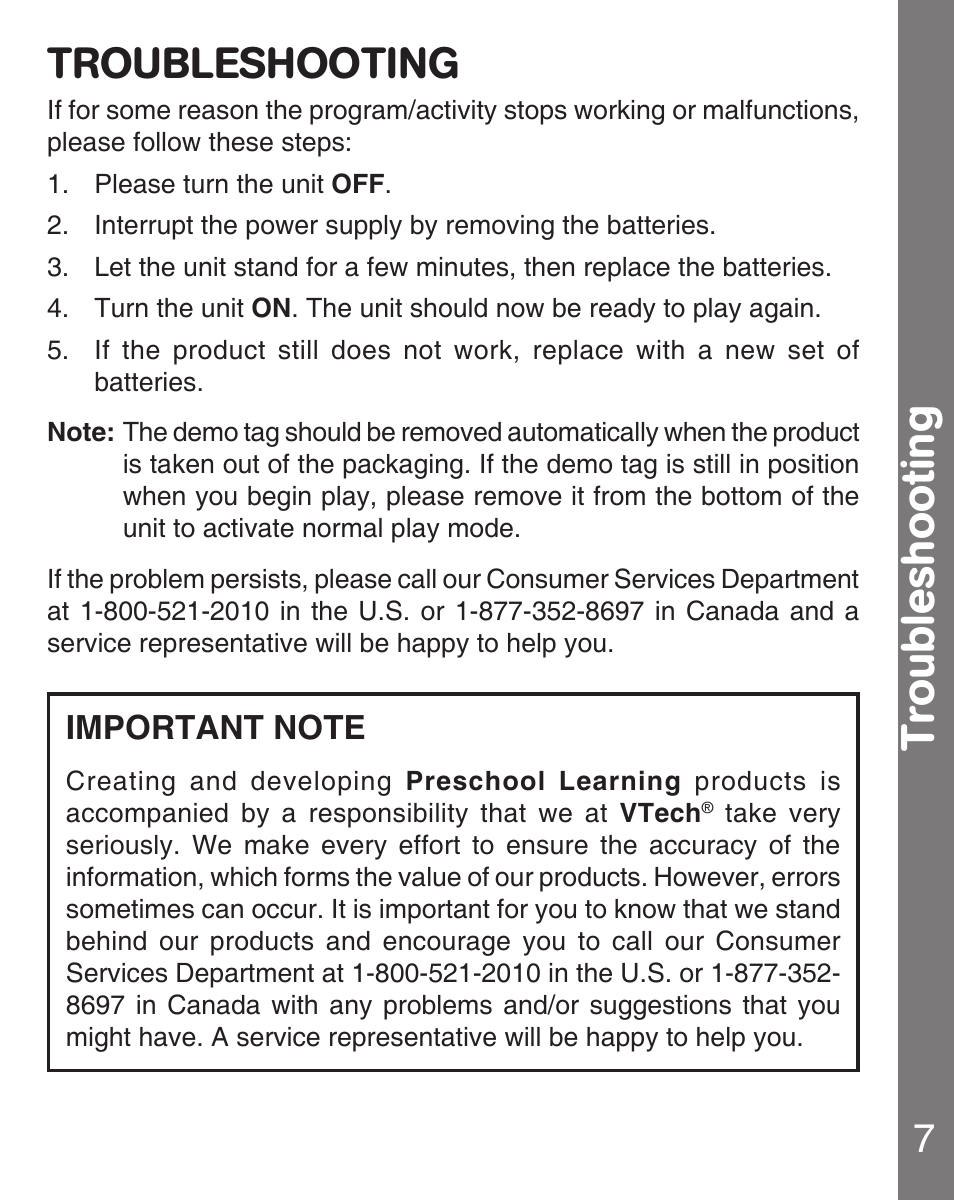 Troubleshooting | VTech Letter Engine User Manual | Page 8 / 9