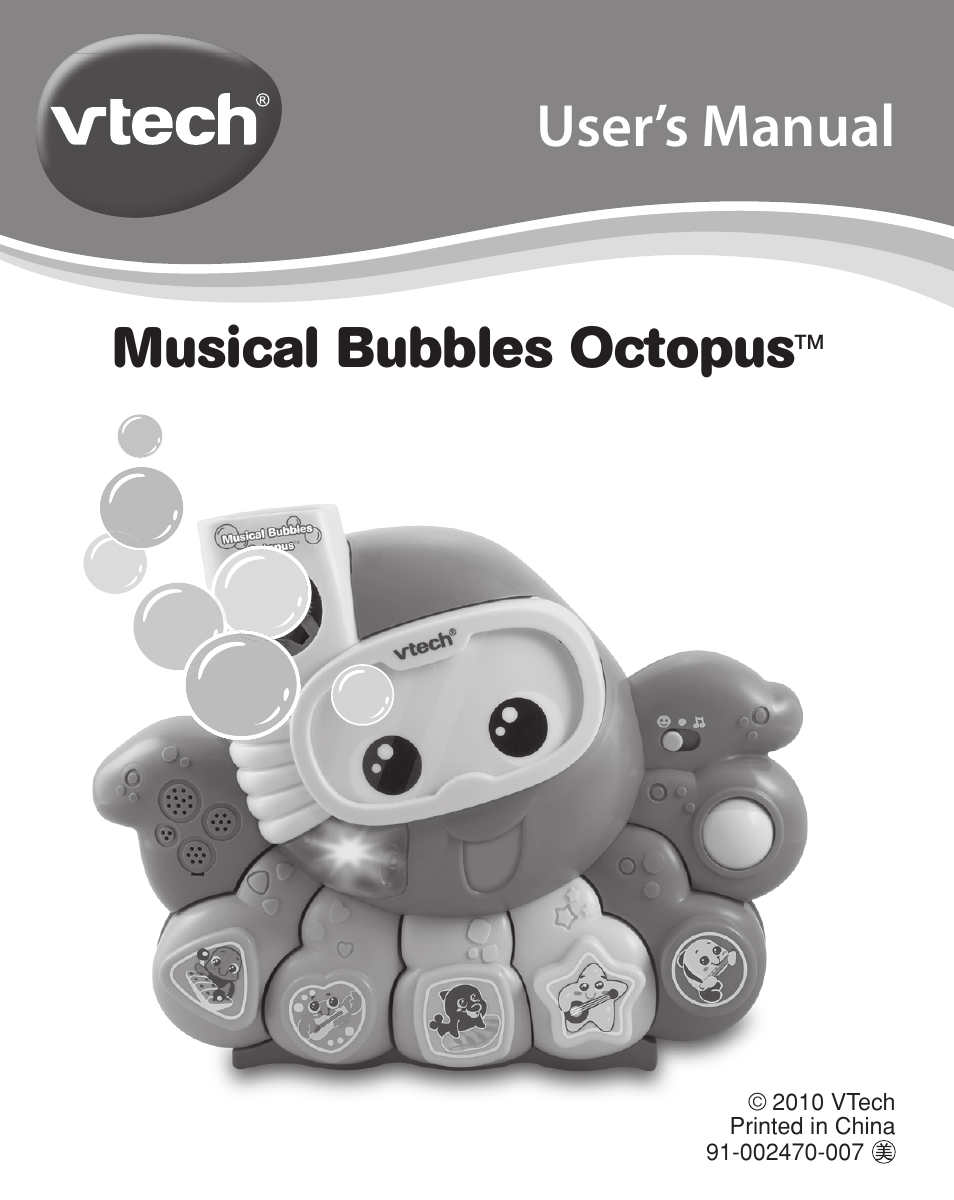 VTech MUSICAL BUBBLES OCTOPUS 91-002470-007 User Manual | 13 pages