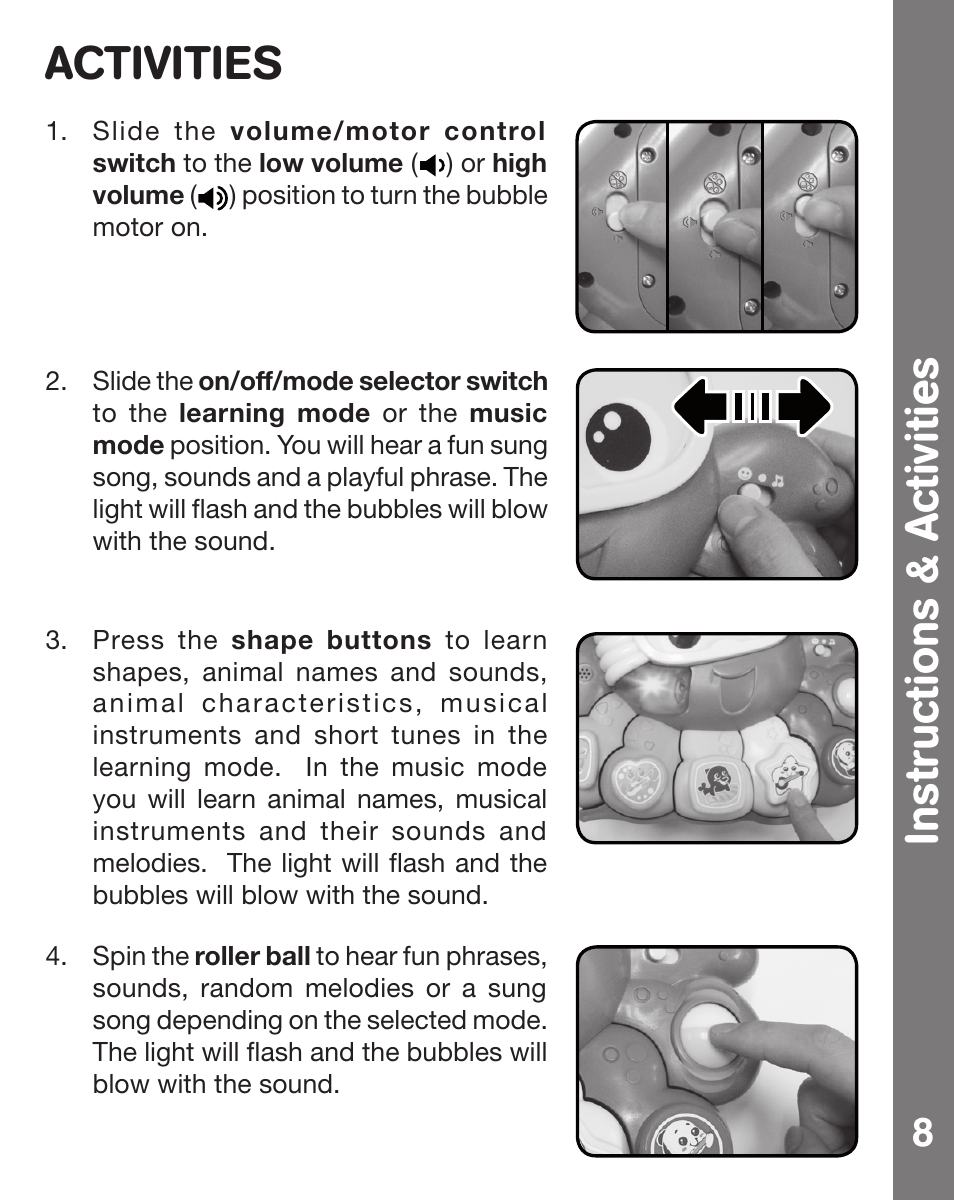 Instructions & activities activities | VTech MUSICAL BUBBLES OCTOPUS 91-002470-007 User Manual | Page 9 / 13