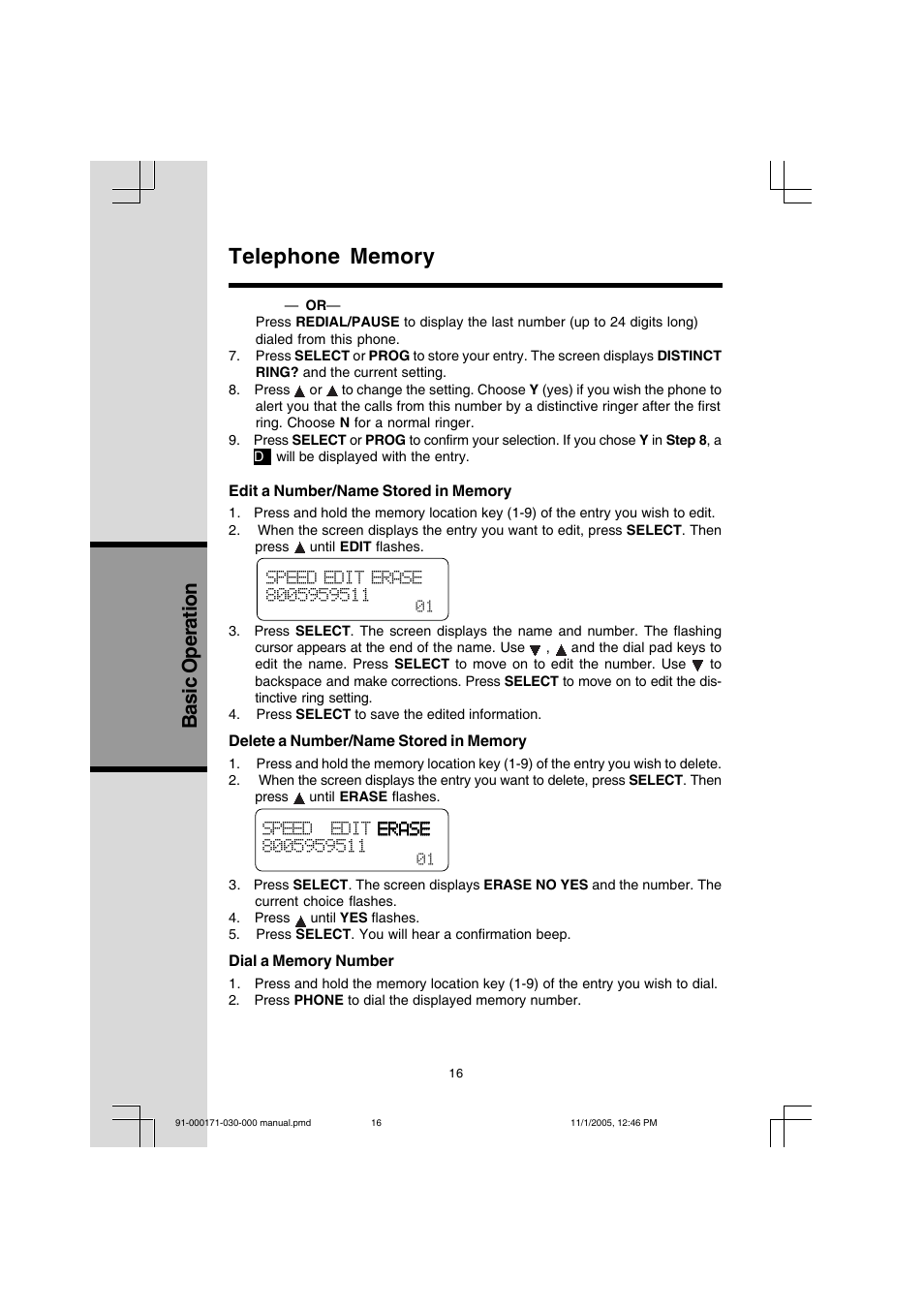 Basic operation | VTech Cordless Telephone User Manual | Page 16 / 47