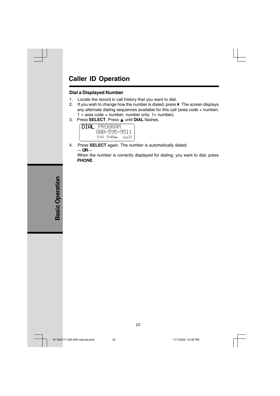 Caller id operation, Basic operation | VTech Cordless Telephone User Manual | Page 22 / 47