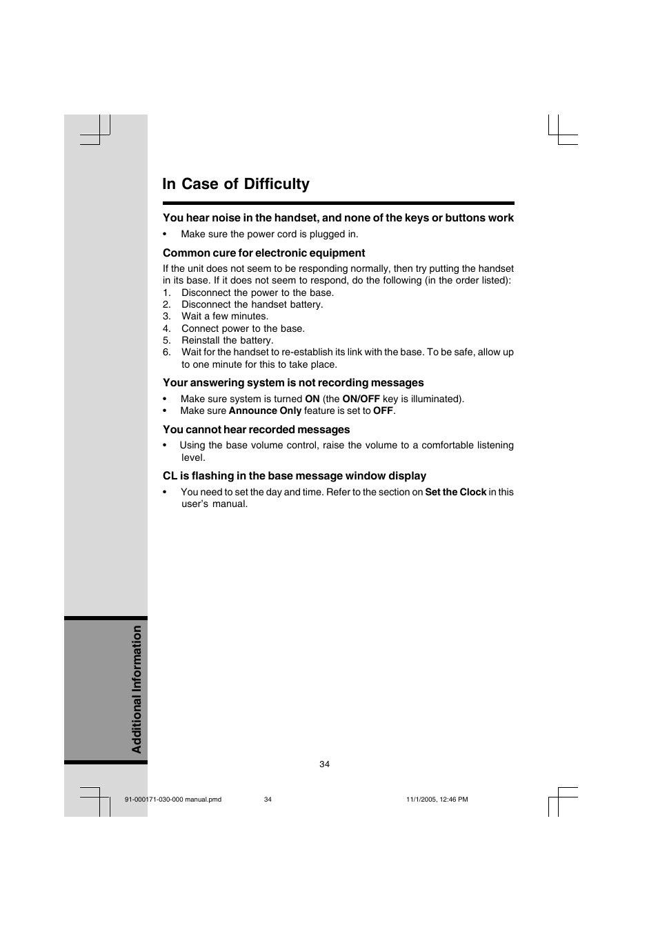 VTech Cordless Telephone User Manual | Page 34 / 47