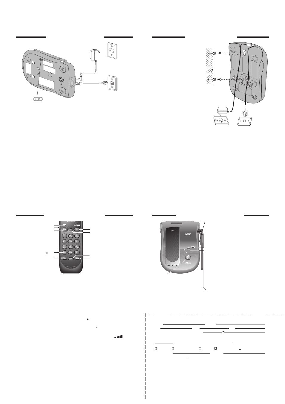 Getting started handset features wall mounting, Base unit features | VTech VT9111 User Manual | Page 2 / 4