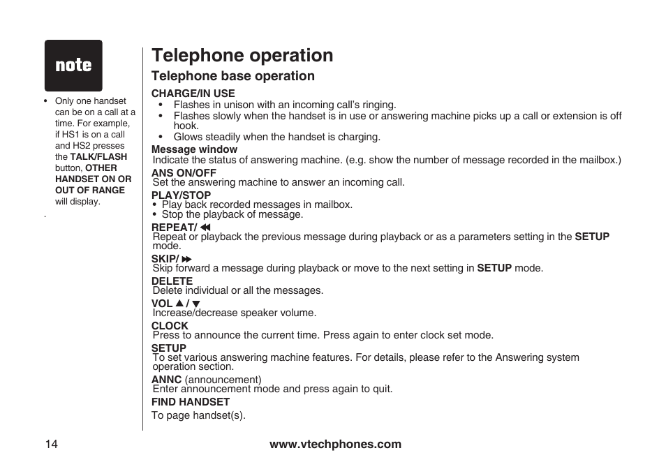 Telephone operation | VTech ia5870 User Manual | Page 17 / 61