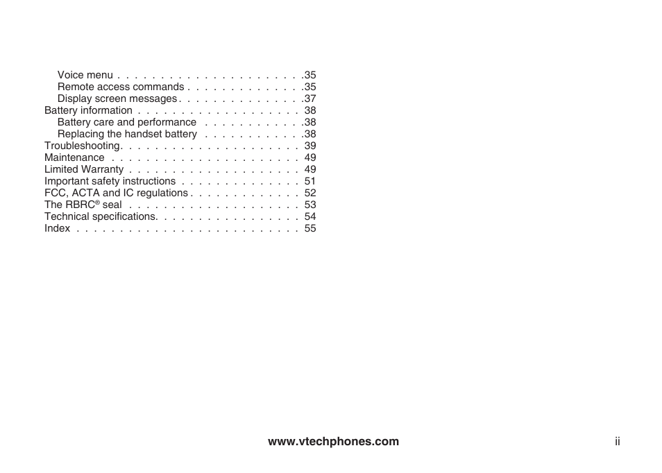 VTech ia5870 User Manual | Page 2 / 61