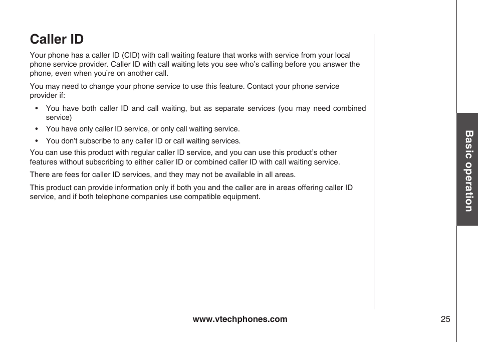 Caller id | VTech ia5870 User Manual | Page 28 / 61