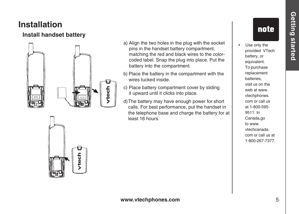 Installation | VTech ia5870 User Manual | Page 8 / 61