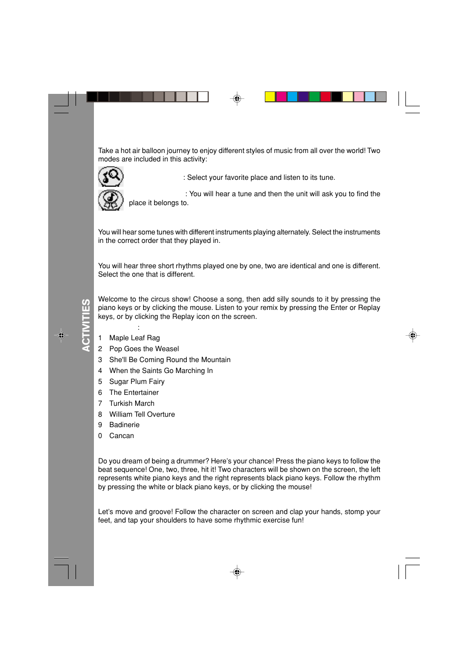 Ac tiviti e s | VTech Nitro Jams Notebook User Manual | Page 12 / 19