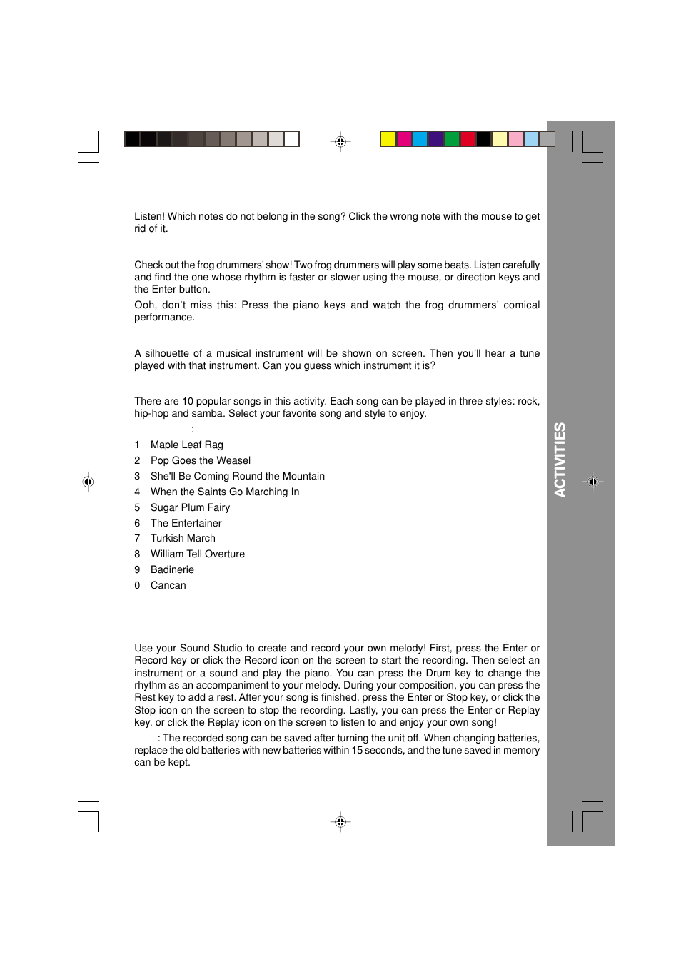 Piano jams, Ac tiviti e s | VTech Nitro Jams Notebook User Manual | Page 13 / 19