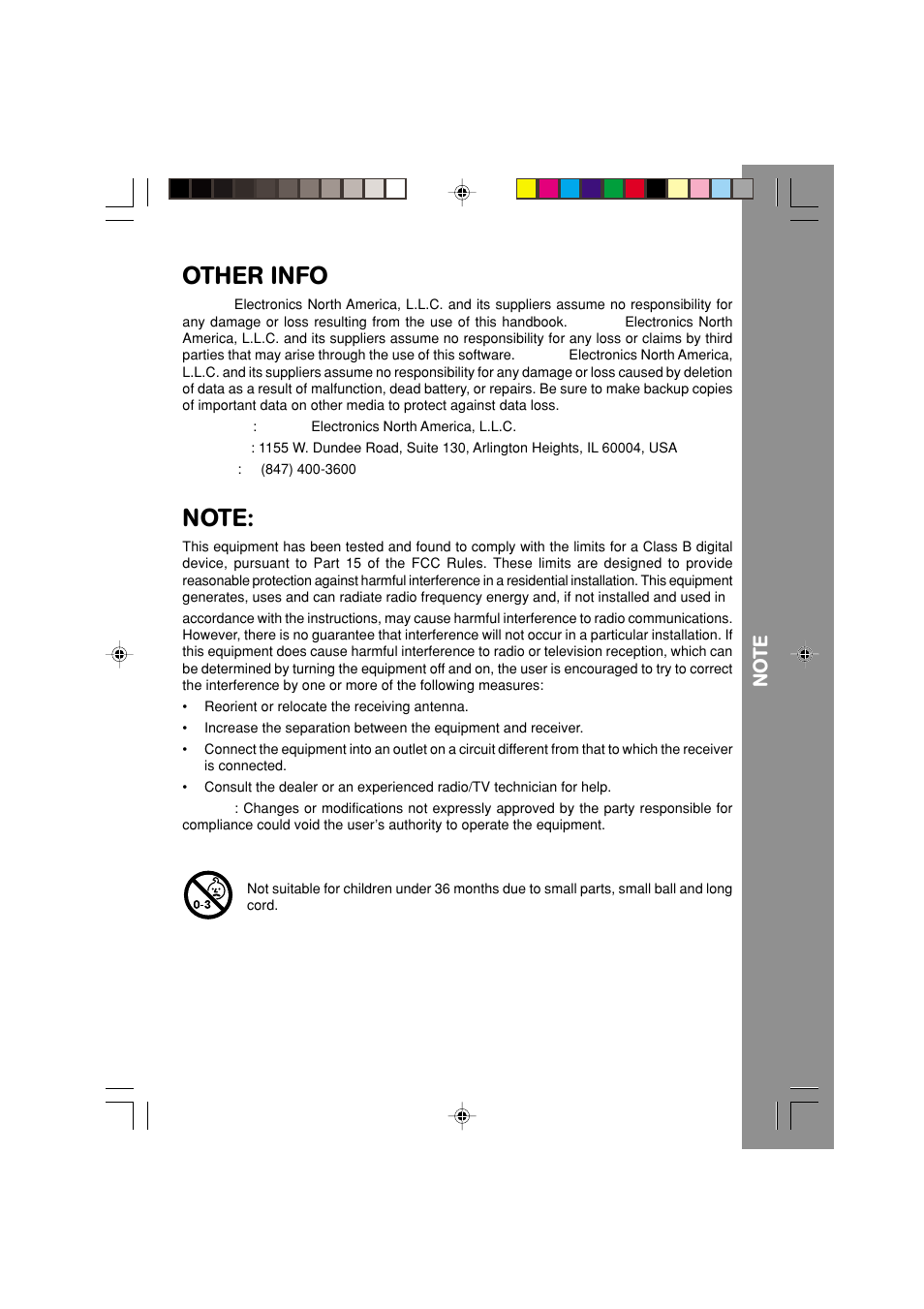 Other info, No t e | VTech Nitro Jams Notebook User Manual | Page 19 / 19