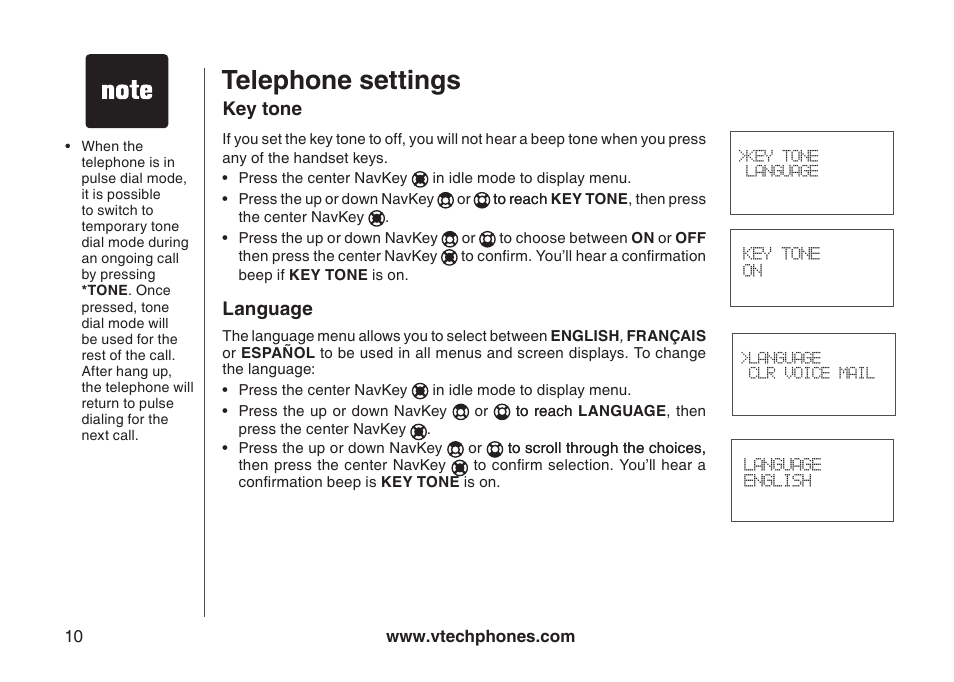 Telephone settings | VTech I6717 User Manual | Page 13 / 48