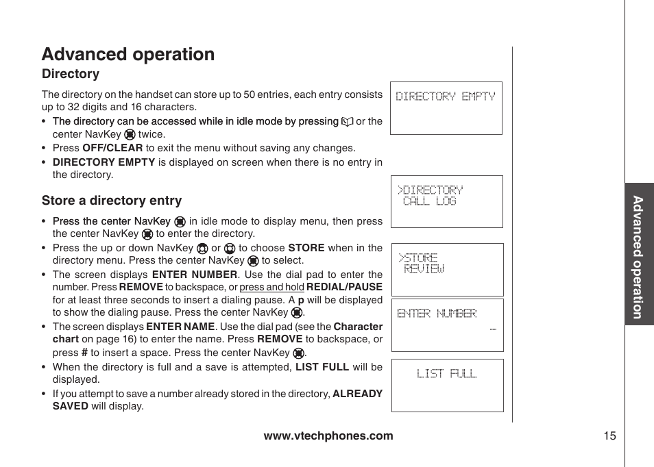 Advanced operation | VTech I6717 User Manual | Page 18 / 48