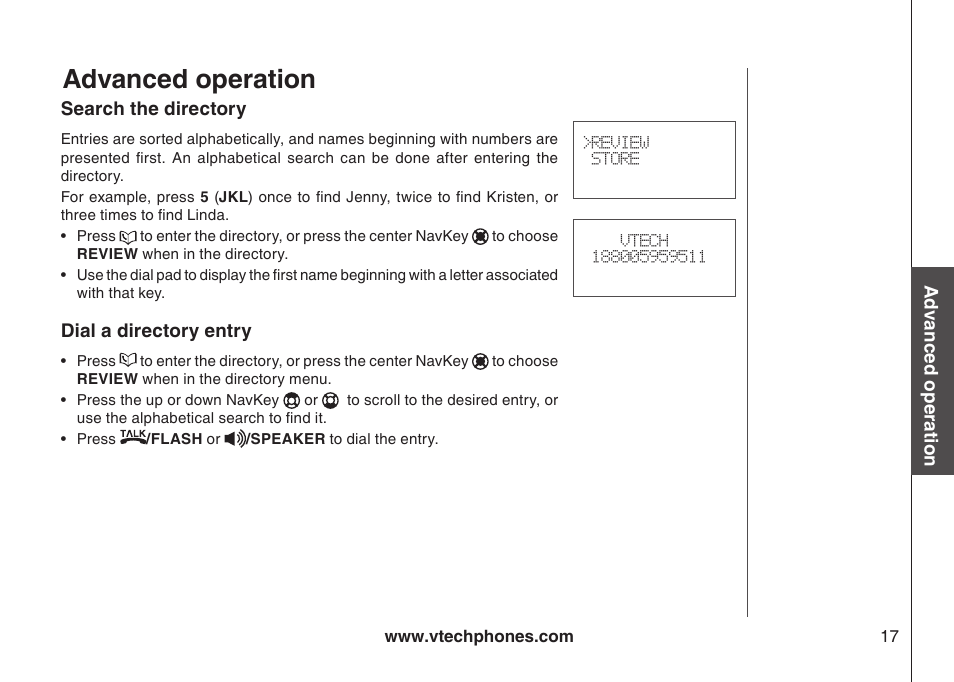 Advanced operation | VTech I6717 User Manual | Page 20 / 48