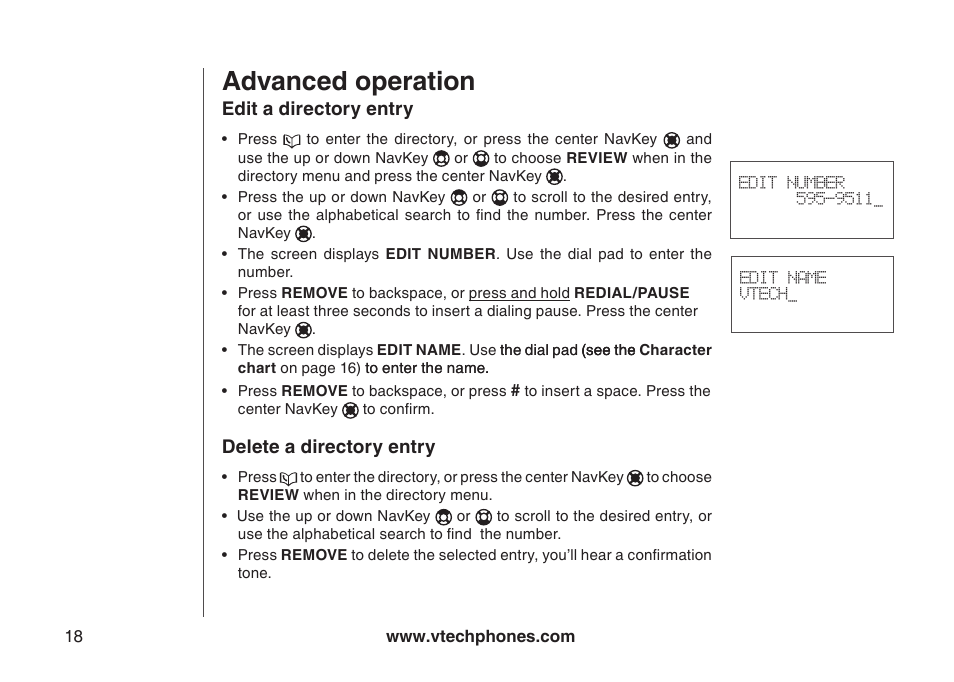 Advanced operation | VTech I6717 User Manual | Page 21 / 48