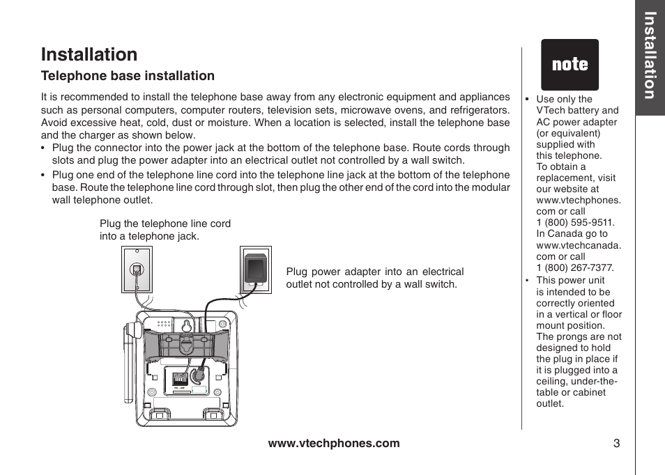 Installation, Bas ic o pe ra tio n | VTech I6717 User Manual | Page 6 / 48