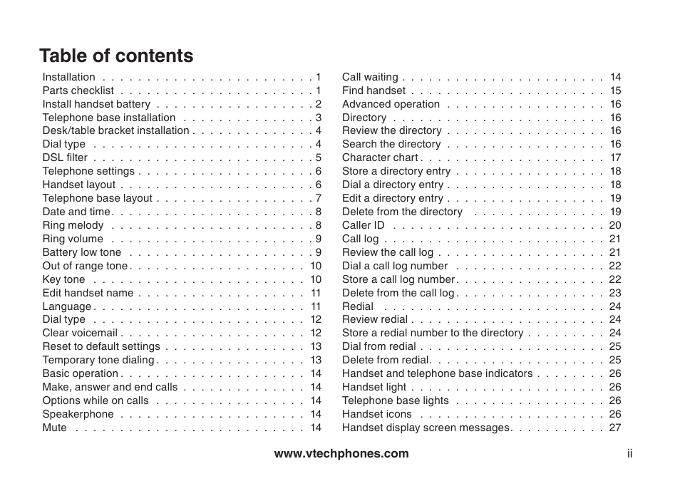 VTech 6031 User Manual | Page 2 / 51