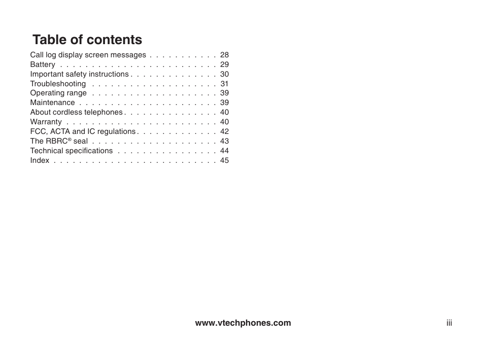 VTech 6031 User Manual | Page 3 / 51