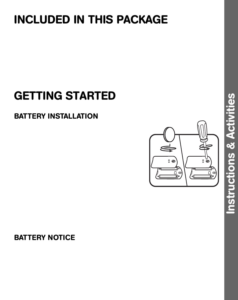 Instructions & activities included in this package, Getting started | VTech Smart Key User Manual | Page 4 / 9