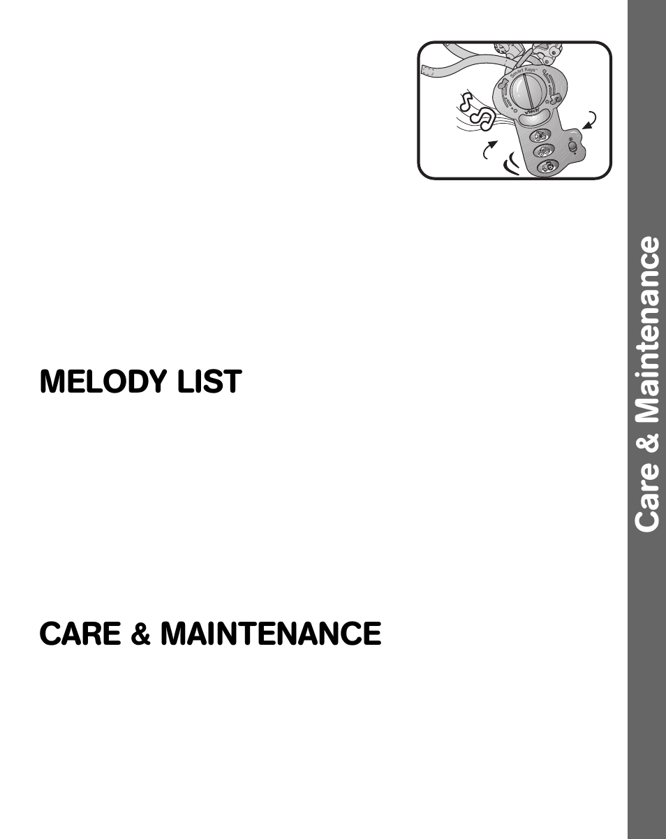 Care & maintenance, Melody list | VTech Smart Key User Manual | Page 7 / 9