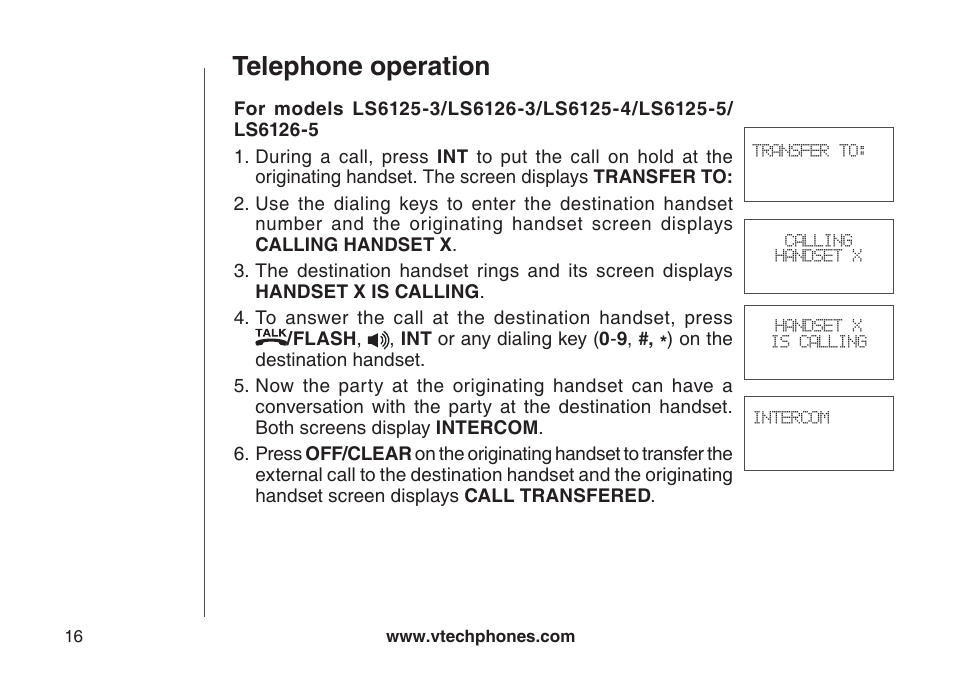 Telephone operation | VTech LS6126-5 User Manual | Page 19 / 73