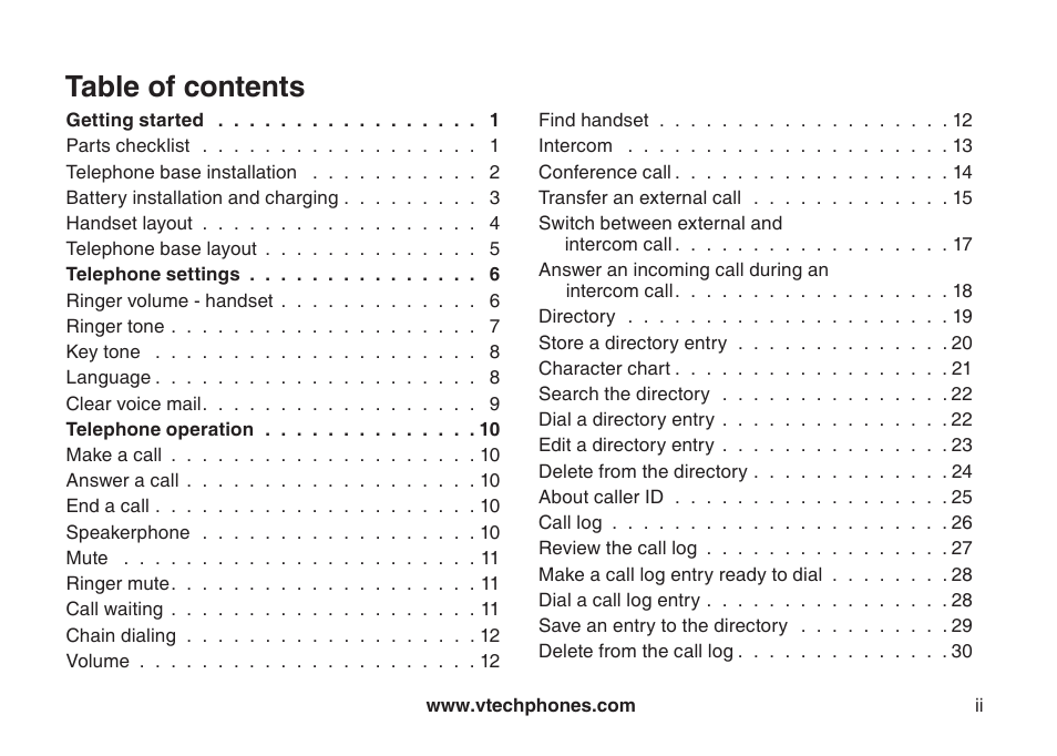 VTech LS6126-5 User Manual | Page 2 / 73