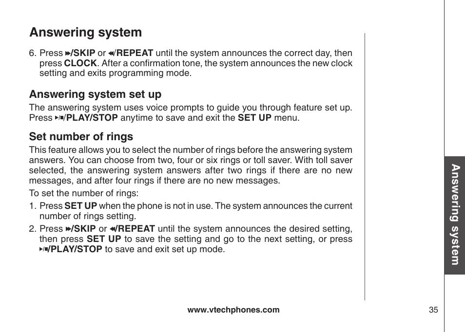 Answering system | VTech LS6126-5 User Manual | Page 38 / 73