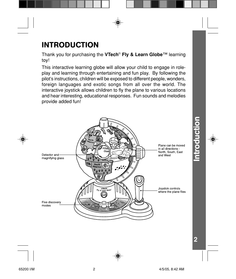 Intr oduction, Introduction | VTech Fly & Learn Globe User Manual | Page 3 / 14