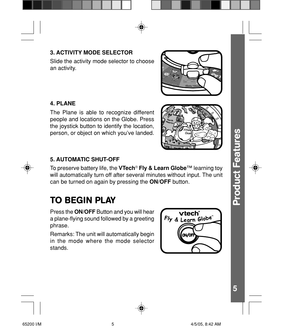 Pr oduct f eatur es | VTech Fly & Learn Globe User Manual | Page 6 / 14