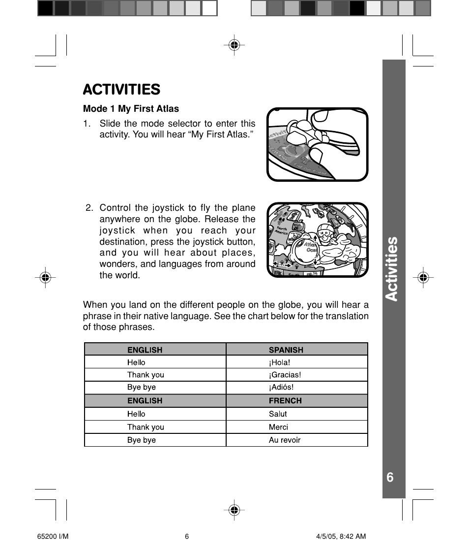 Activities | VTech Fly & Learn Globe User Manual | Page 7 / 14