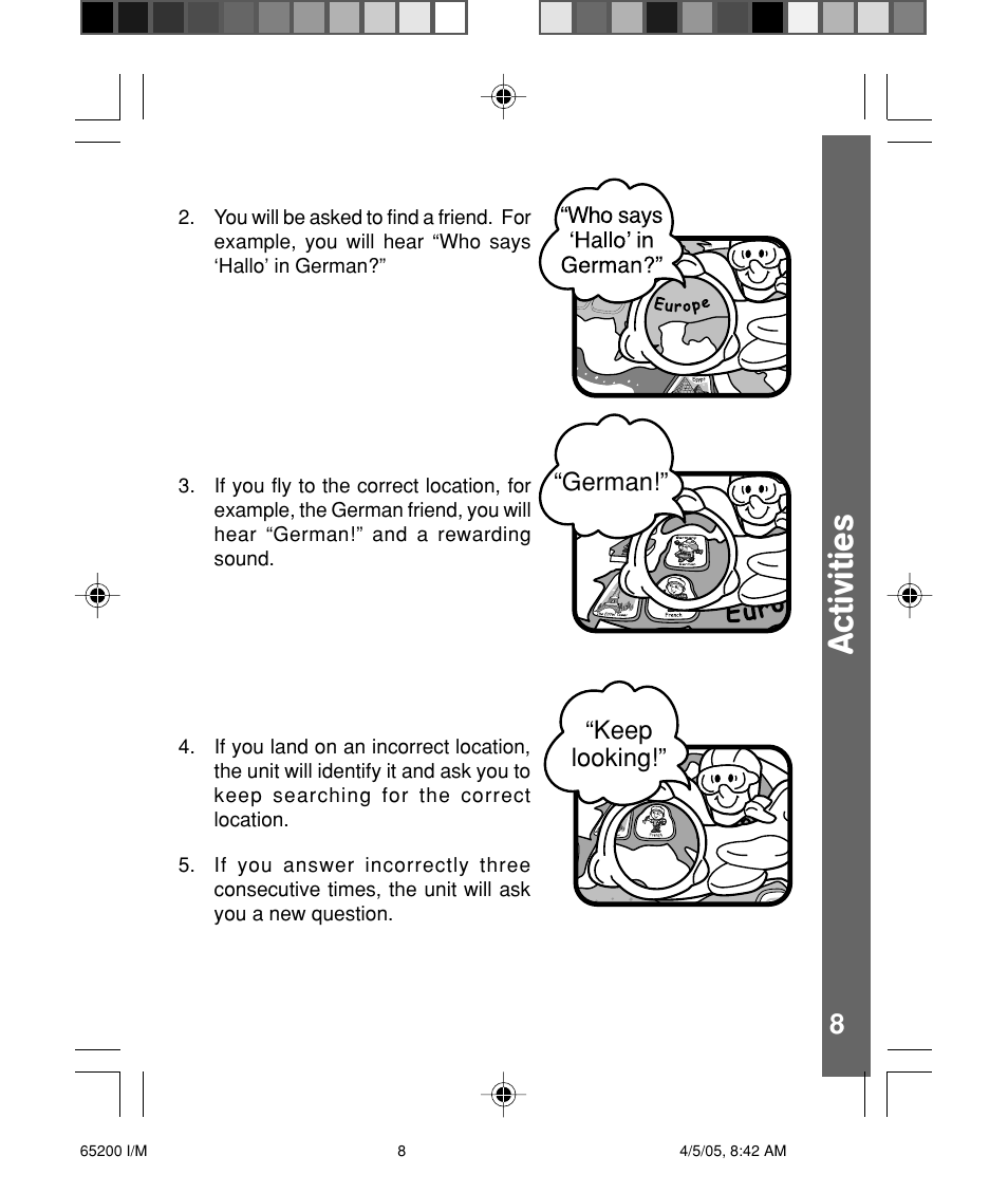 Activities | VTech Fly & Learn Globe User Manual | Page 9 / 14