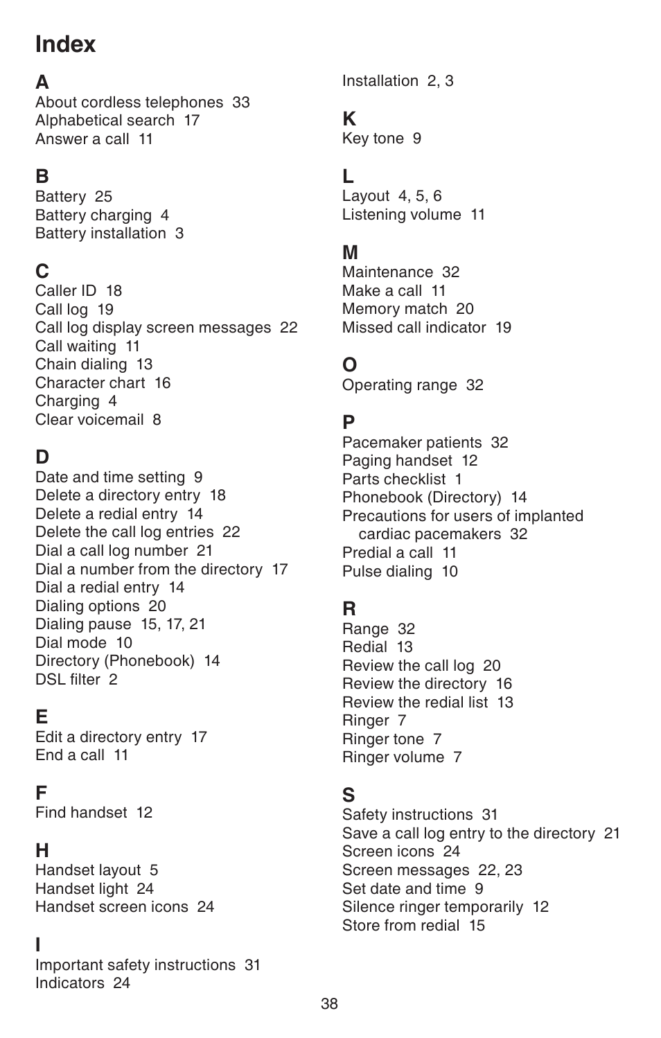 Index | VTech DECT 6.0 CS6114 User Manual | Page 41 / 43