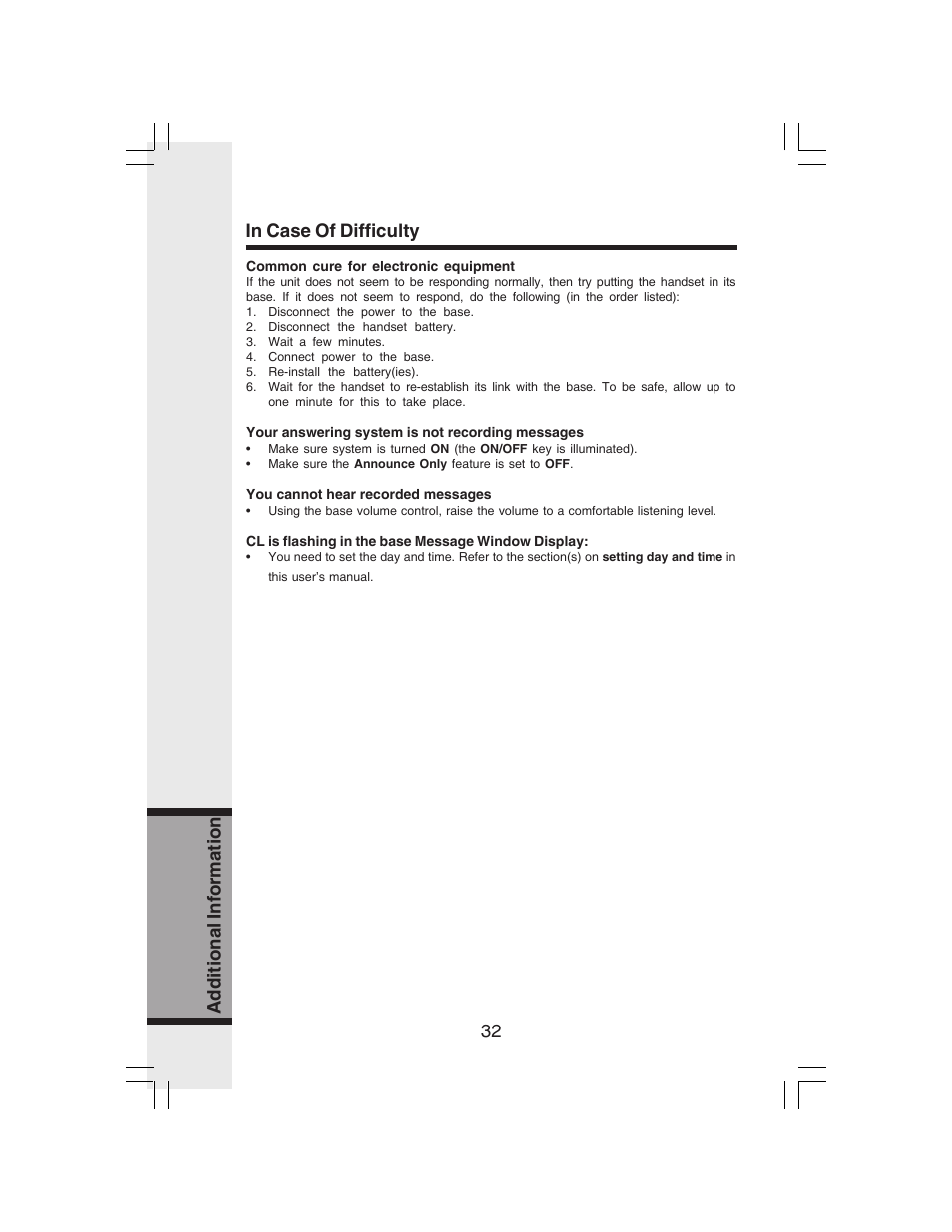 32 additional information in case of difficulty | VTech i 6773 User Manual | Page 35 / 45