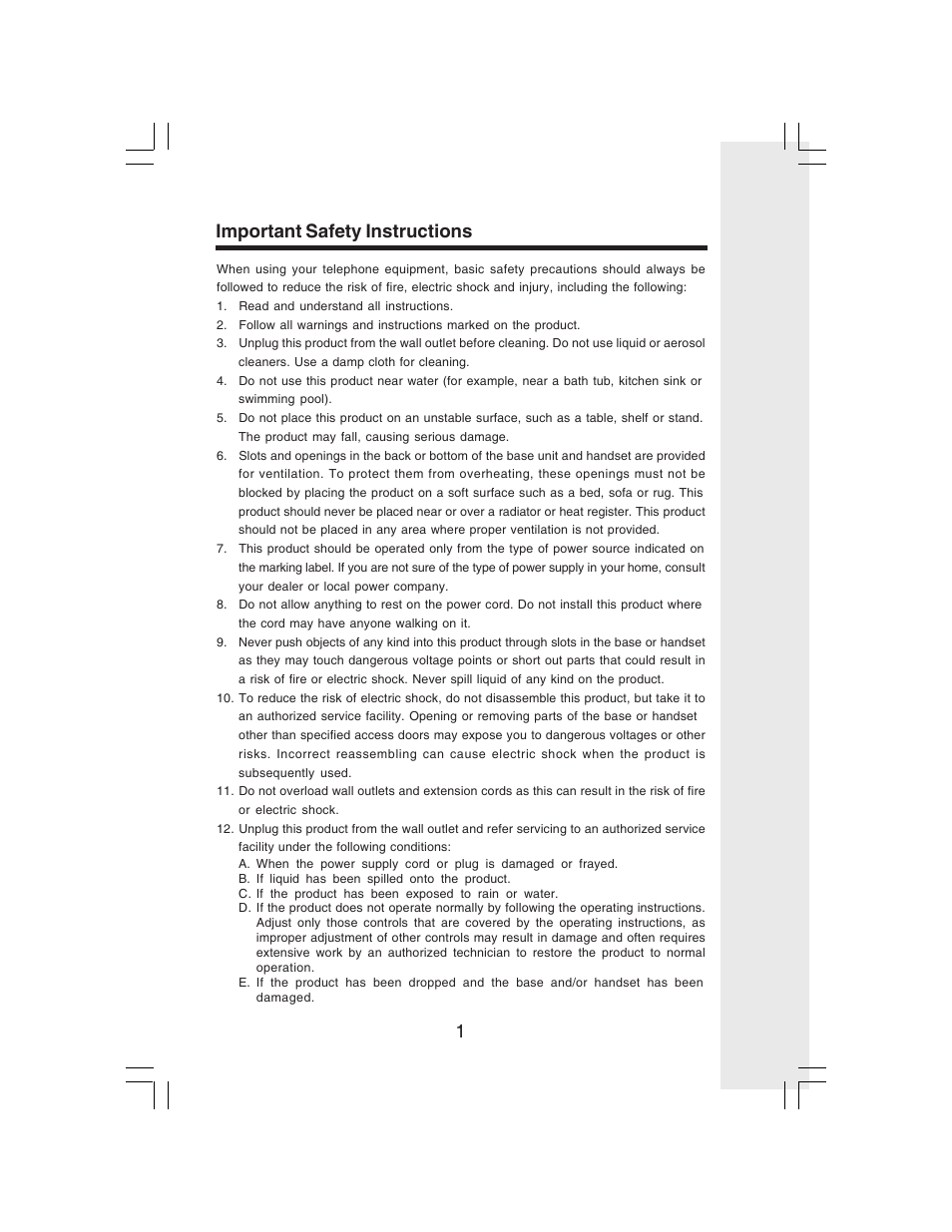 1important safety instructions | VTech i 6773 User Manual | Page 4 / 45