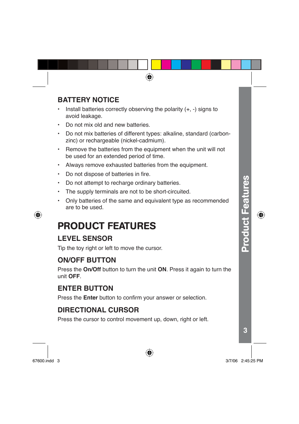 Pr oduct f eatur es, Product features | VTech QUIZ BIZ User Manual | Page 4 / 12