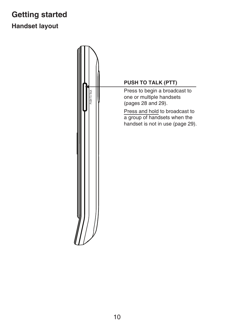 Getting started, Handset layout | VTech LS6426-3 User Manual | Page 14 / 82