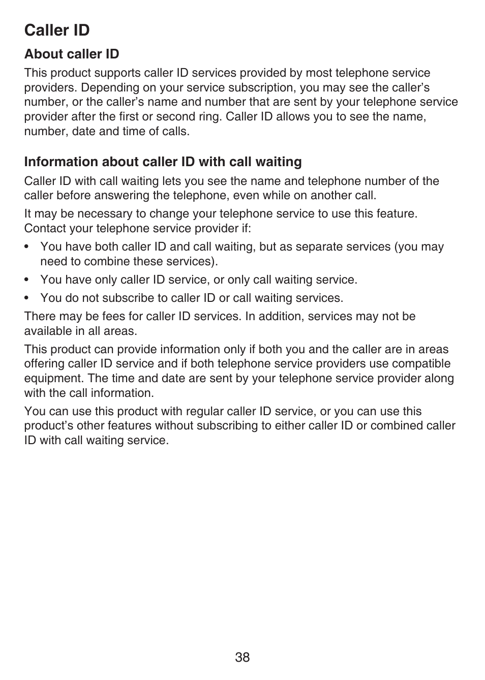 Waiting, Caller id | VTech LS6426-3 User Manual | Page 42 / 82