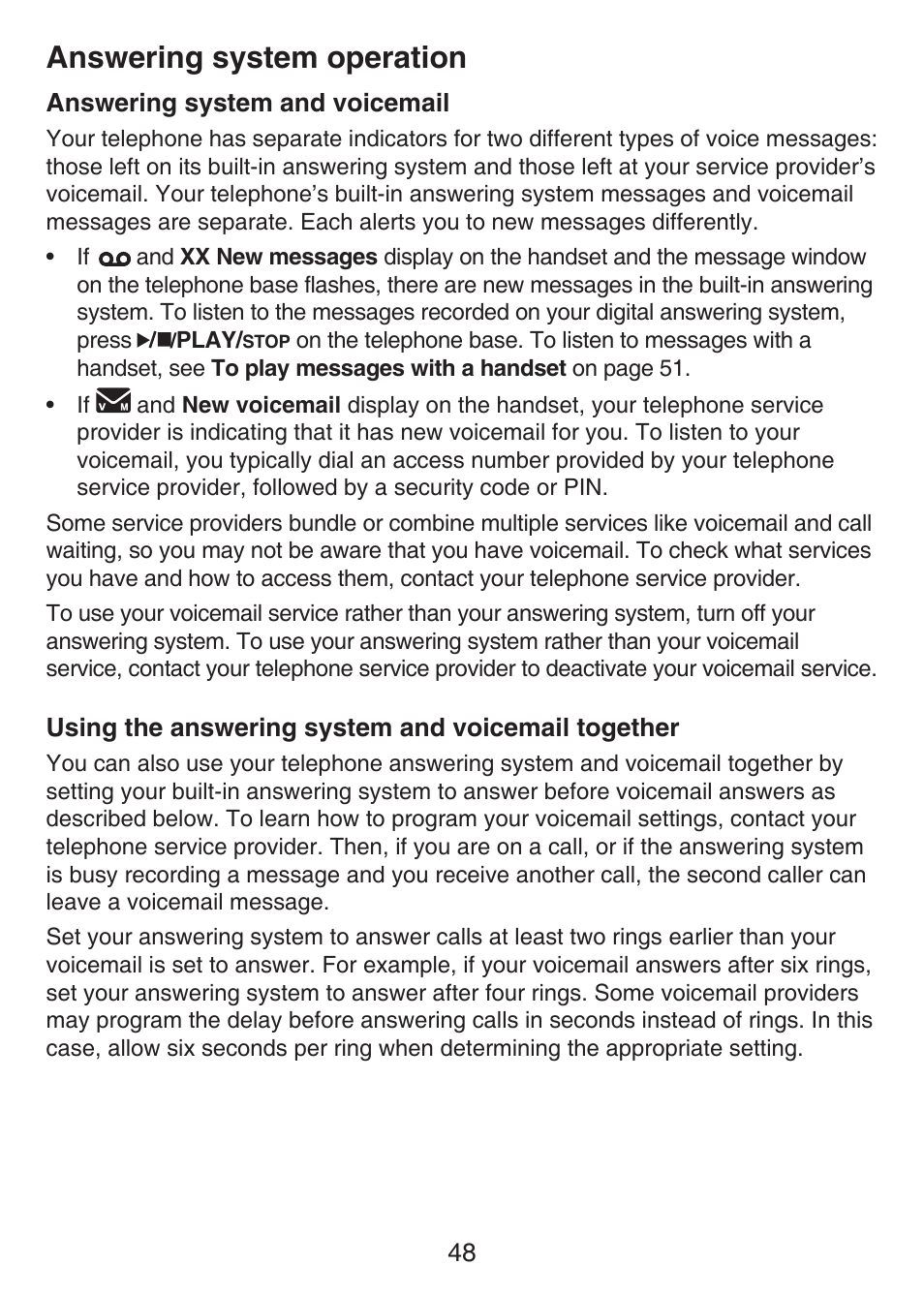 Voicemail together, Answering system operation | VTech LS6426-3 User Manual | Page 52 / 82