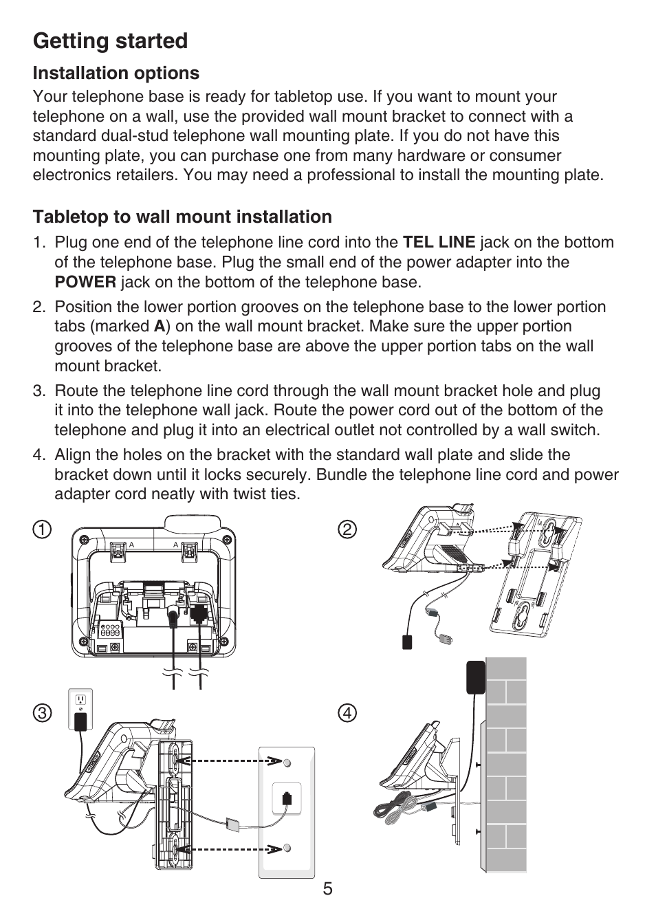 Desktop installation, Getting started | VTech LS6426-3 User Manual | Page 9 / 82