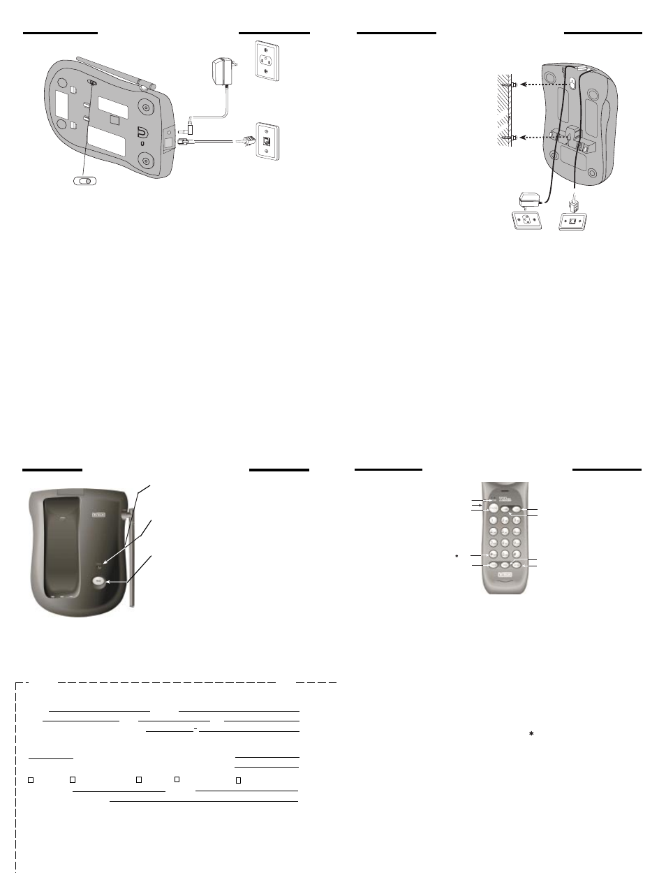 Getting started handset features wall mounting, Base unit features | VTech VT9108 User Manual | Page 2 / 4