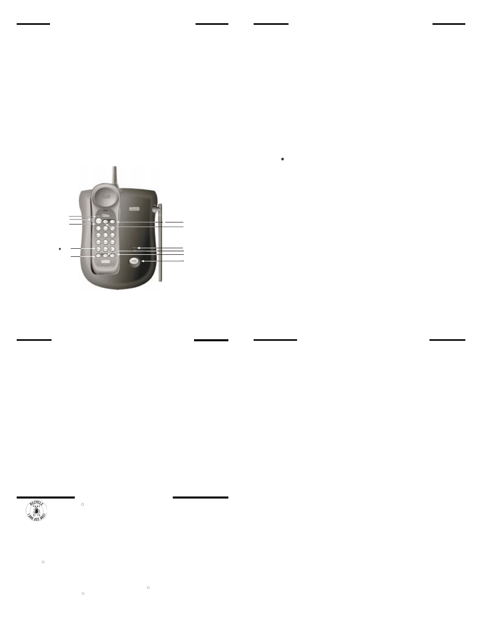 Operating instructions, The rbrc, Seal | VTech VT9108 User Manual | Page 3 / 4