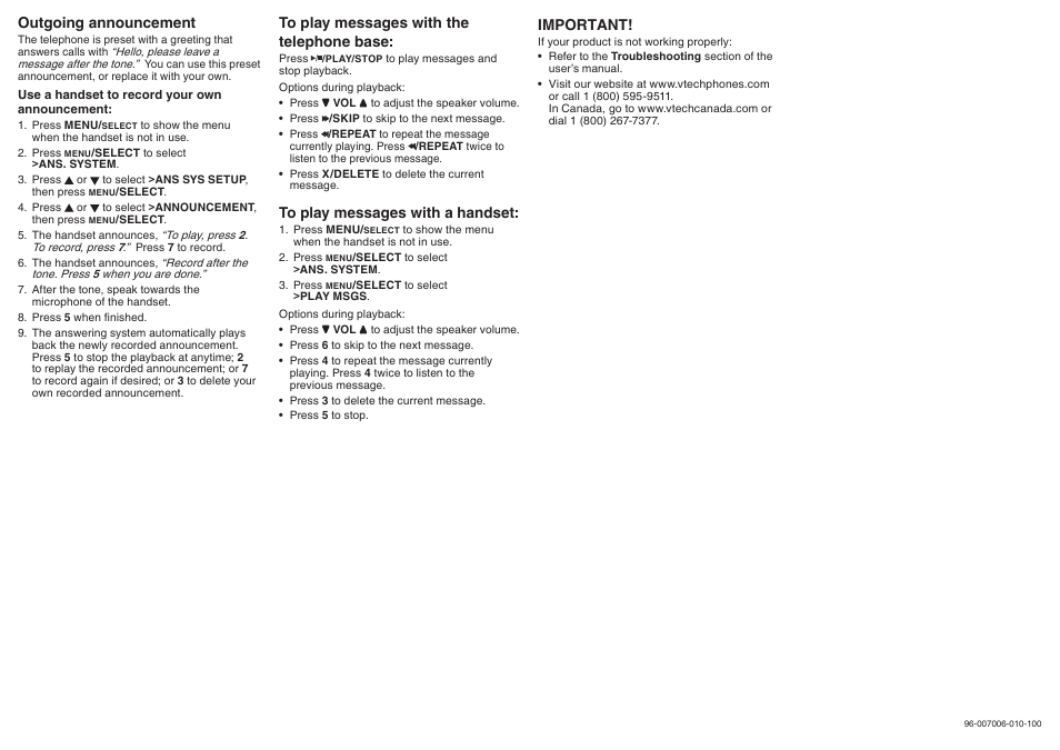 VTech Dect 6.0 DS6222-4 User Manual | Page 2 / 2