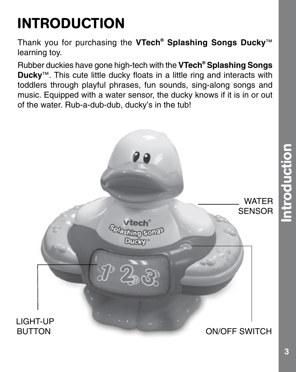 Introduction, Intr oduction | VTech 91-002554-006-000 User Manual | Page 3 / 10